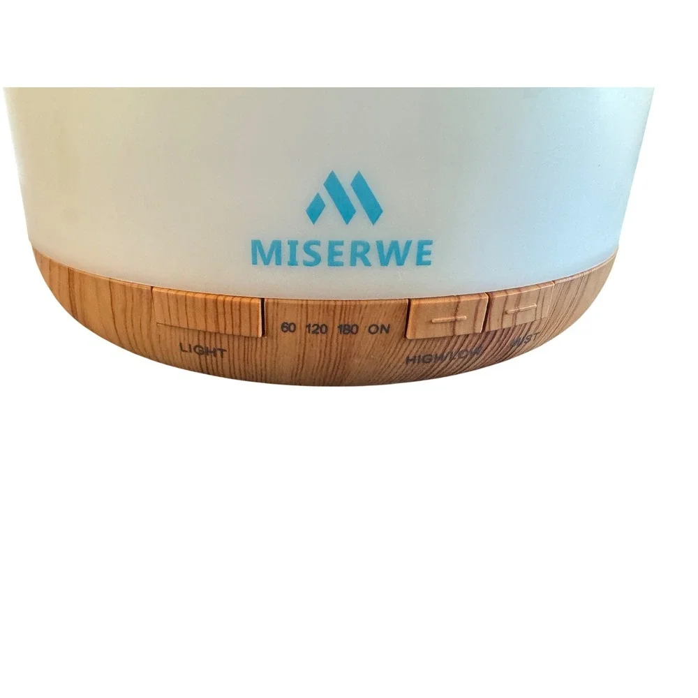 Miserwe Aroma Diffuser Ultrasonic Humidifier Wood Grain White YX-168 7 Color LED